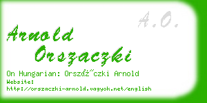 arnold orszaczki business card